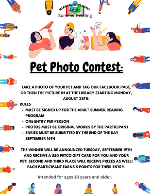 Adult Reading Program: Pet Photo Contest Winner Announcement