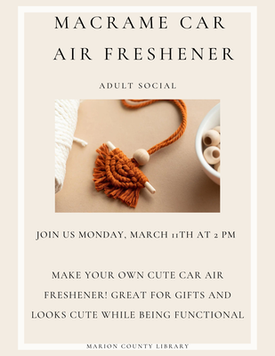 Adult Social: Macrame Car Air Freshener
