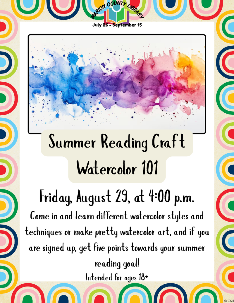 Adult Summer Reading Craft: Watercolor 101